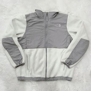 North Face fleece jacket white and gray small